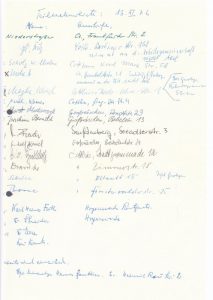 Unterschriftsliste vom 13. November 1976. Sammlung K. Schmidt.